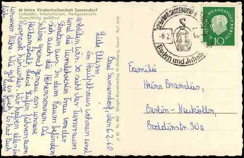 Ansichtskarte Bad Sassendorf Kinder-Heilanstalt MB Gymanstikraum Eßsaal 1962