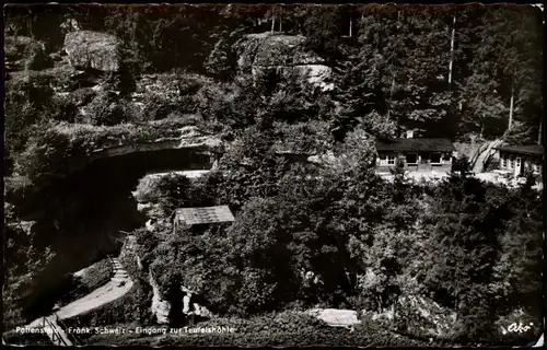 Pottenstein Teufelshöhle (Fränkische Schweiz) Eingang - Fotokarte 1958