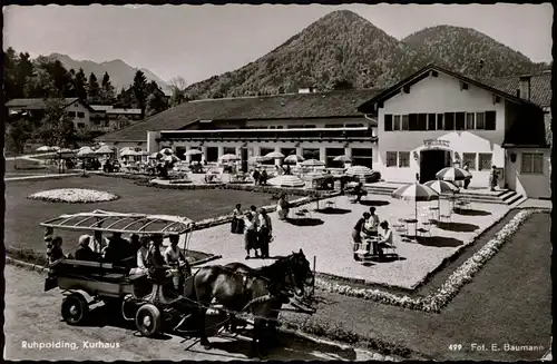 Ansichtskarte Ruhpolding Kurhaus, Pferdekutsche 1962