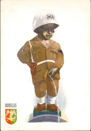 Brüssel Bruxelles Manneken Pis in MP Military Police Uniform 1955
