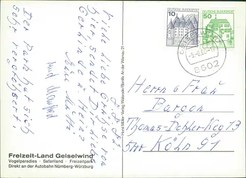 Geiselwind Freizeit-Land Geiselwind (Affe, Häuser, Kamel, Papagei) 1982