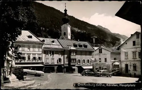 Ansichtskarte Greifenburg Kärnten Hauptplatz Autos u.a. VW Käfer 1968