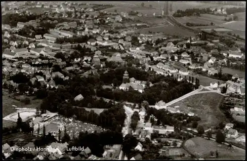 Ansichtskarte Diepholz Luftbild Stadt, Schwimmbad 1967