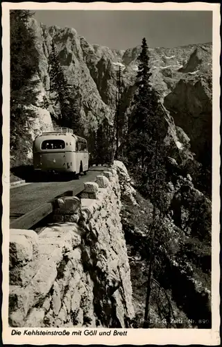 Berchtesgaden Die Kehlsteinstraße mit Göll und Brett, Reisebus 1954