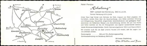 Ansichtskarte Bad Berleburg Klappkarte Laibach Hotel Pension Erholung 1951