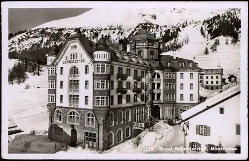 Ansichtskarte Pontresina Hotel Schweizerhof im Winter - Fotokarte 1955
