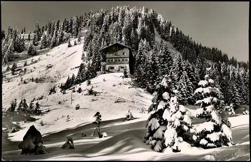 Oberstdorf (Allgäu) Kempter Skihütte, Ostlerhütte Bolsterlangerhorn Winter 1962