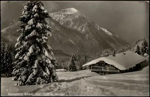 Rottach-Egern Gaststätte Bäcker-Alm - 1190 m (Sutten) Im Winter 1962