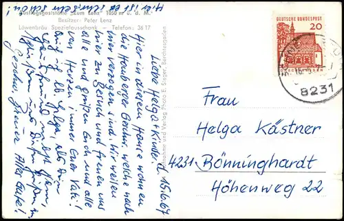 .Bayern Bergstüberl Zum Lenz 1050m mit Blick auf den Hohen Göll 1967