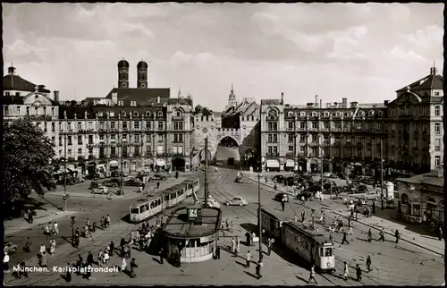 München Tram Haltestelle Karlsplatzrondell Segment of Karlsplatz 1957
