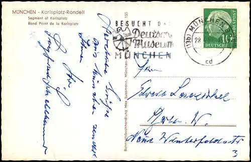 München Tram Haltestelle Karlsplatzrondell Segment of Karlsplatz 1957