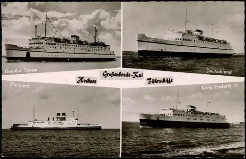 Ansichtskarte  Mehrbild-AK mit Hochsee Fährschiffen Großenbrode-Kai 1950