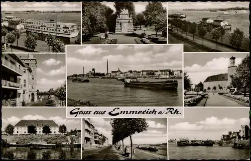 Ansichtskarte Emmerich (Rhein) Rheinanischten, Schiffe, Stadt u. Fabrik 1962