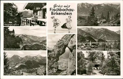 Birkenstein-Fischbachau Mehrbild-AK Kesselalm, Umland-Ansichten 1955