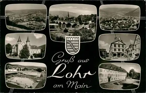 Ansichtskarte Lohr am Main Mehrbildkarte mit 7 Ortsansichten 1966