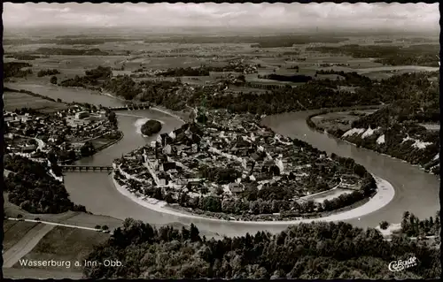 Ansichtskarte Wasserburg am Inn Wasserburg a. Inn Luftbild Luftaufnahme 1959