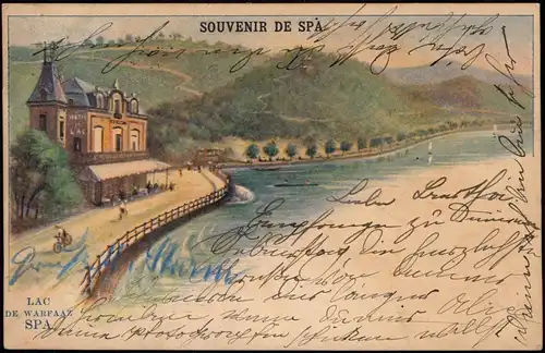 Spa (Provinz Lüttich) Spa (kêr) (Spå / Spâ) Lac de Warfaaz - Künstlerkarte 1896