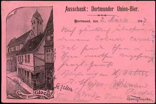 Ansichtskarte Dortmund Ausschank: Dortmunder Union-Bier. Glocke 1897