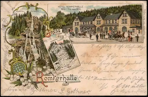 Ansichtskarte Oker-Goslar Litho AK 2 Bild Hotel Romkerhalle 1897