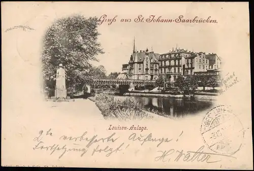 Ansichtskarte Sankt Johann-Saarbrücken Louisen-Anlage, Stadthäuser 1897