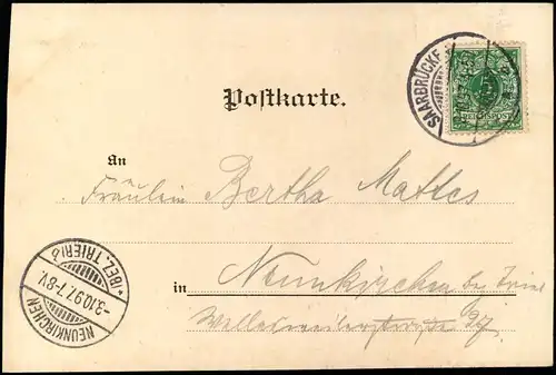 Ansichtskarte Sankt Johann-Saarbrücken Louisen-Anlage, Stadthäuser 1897