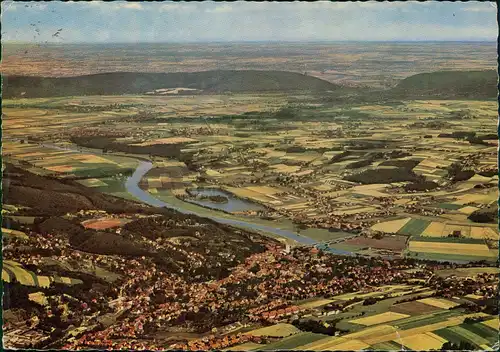 Ansichtskarte Vlotho Luftaufnahme mit Uffeln an der Weser 1964