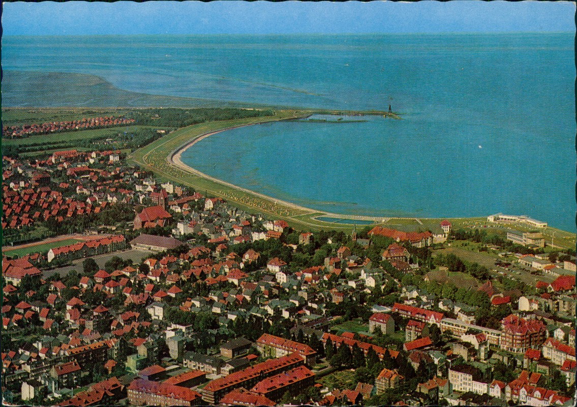 Ansichtskarte Cuxhaven Luftbild Luftaufnahme Teilansicht der Stadt 1970 ...