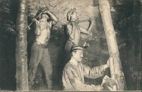 Bergbau Tagebau Mineurs AU PAYS NOIR Arbeiter beim Abbau France Frankreich 1910