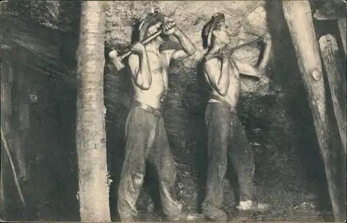Bergbau Tagebau (FORAGE AU PAYS NOIR) Minen-Arbeiter beim Abbau 1910