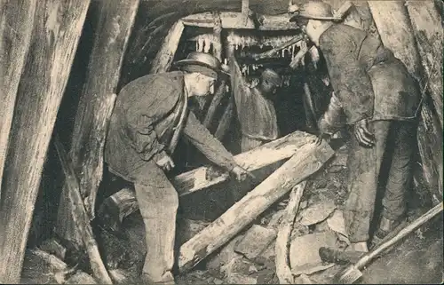 Mine Bergbau Tagebau (AU PAYS NOIR) Arbeiter beim Stollen-Bau 1910