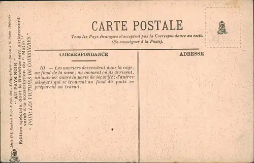 Bergbau Tagebau (AU PAYS NOIR) Arbeiter im Stollen (Frankreich) 1910