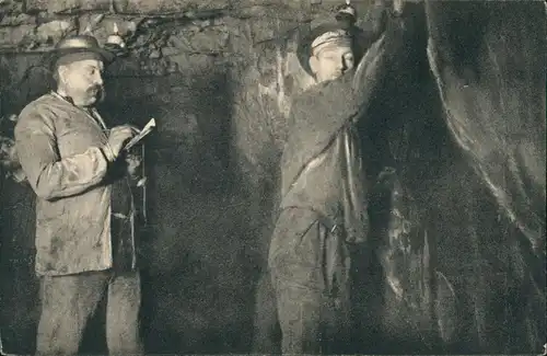 Bergbau Tagebau (AU PAYS NOIR) Minen-Arbeiter mit Ingenieur 1910