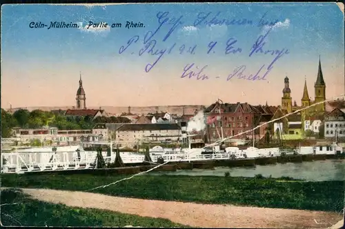 Mülheim Köln Ansicht Partie  1918   Feldpost gelaufen (Stempel Cöln-RIEHL)