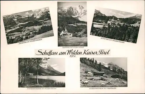 Scheffau am Wilden Kaiser Mehrbildkarte mit Umland- und Ortsansichten 1958/1957
