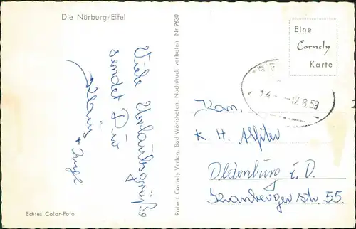 Ansichtskarte Nürburg Burg Nürburg i.d. Eifel Umland-Ansicht 1959