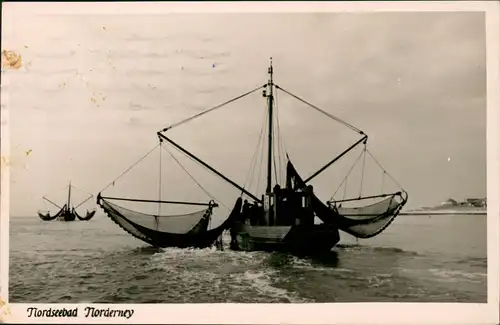Ansichtskarte Norderney Nordseebad Nordsee Fischer Fischerboot 1956