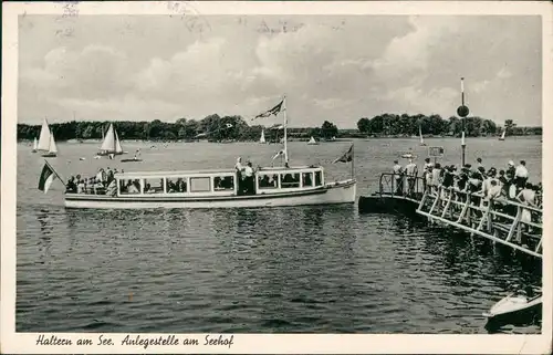 Ansichtskarte Haltern am See Schiff Anlegestelle am Seehof 1953