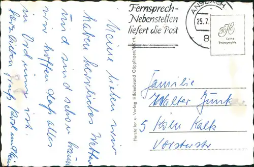 Ansichtskarte Ansbach Straßen-Ansicht, Hotel-Cafe, Autos 1955