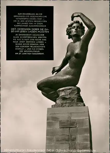 Ansichtskarte Freudenstadt Gedenksäule, Fotokarte 1963