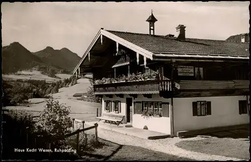 Ansichtskarte Ruhpolding Ortsansicht mit Haus Kecht Wasen 1957