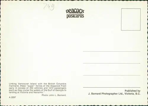 Postcard Vancouver Vancouver Island with Ferry Ship (Fährschiff) 1980