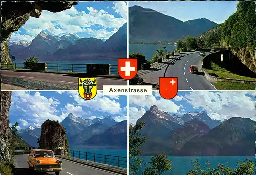 Ansichtskarte Axenstrasse-Flüelen Schweiz Uri Mehrbildkarte Axenstrasse 1972