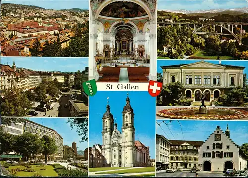 Ansichtskarte St. Gallen Mehrbildkarte mit Ortsansichten u.a. Kirche 1980