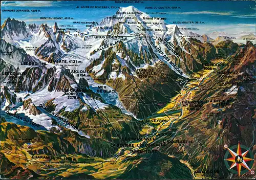 CPA Chamonix-Mont-Blanc Mont Blanc Region Alpen Reliefkarte 1980