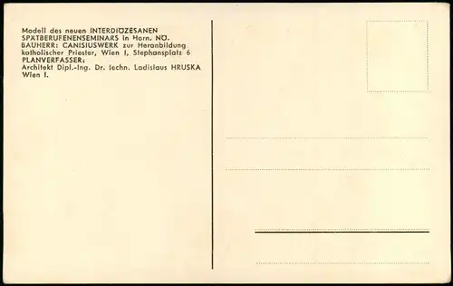 Horn (Niederösterreich) Modell des neuen  SPÄTBERUFENENSEMINARS 1965