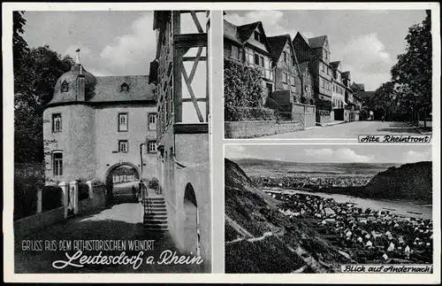 Leutesdorf am Rhein Alte Rheinfront, Stadttor, Blick Andernach 1963