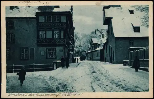 Ansichtskarte Goslar Verschneite Straße 1951/1928  gel. 10 Pfg. Posthorn