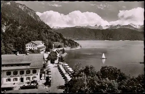 Ansichtskarte Urfeld-Kochel am See Hotel z. Post u. Jäger am See 1959