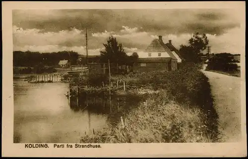 Postcard Kolding Parti fra Strandhuse. 1922