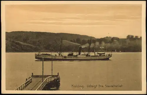 Ansichtskarte  Udsigt fra Sanatoriet Schiffe Dampfer Steamer Kolding  1922